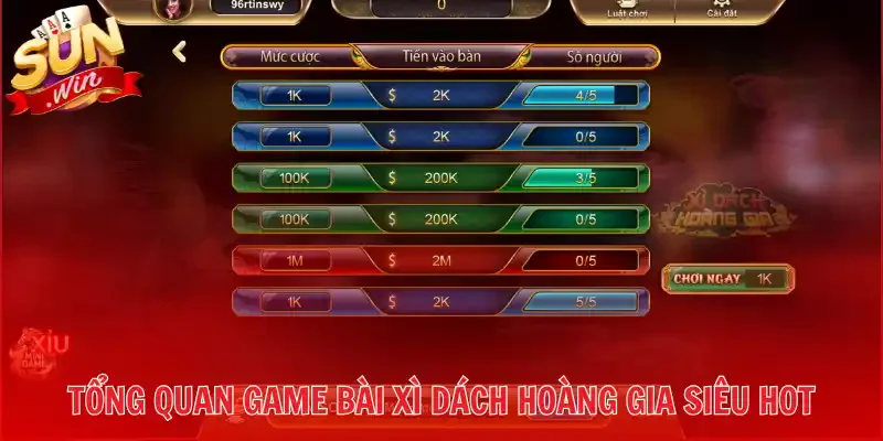 Tổng quan game bài xì dách hoàng gia siêu hot